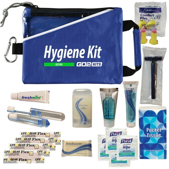 Go2Kits 3-Pack Hygiene Essentials Toiletry Kits for Travel, Business, Charity, Hotels