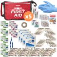thumbnail image 1 of Go2Kits 5-PACK First Aid Kit 80 Pc Featuring Assorted Bandages, Wipes and First Aid Basics in Compact Fabric Kit for Home, Office & Travel (5 Pack), 1 of 3