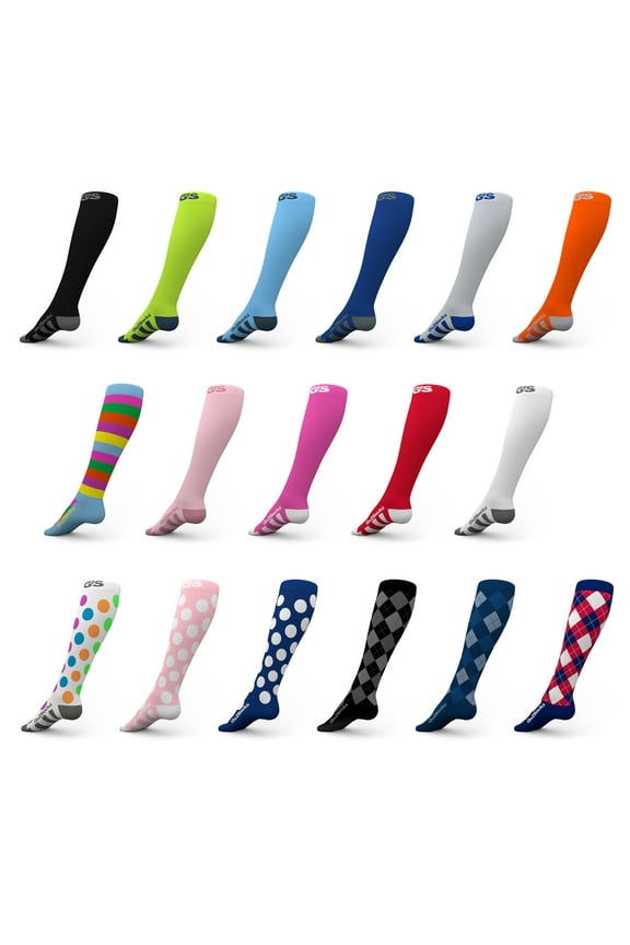 Compression Socks (Men's & Women's) 20-30mmHg Athletic, Black X-Large