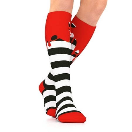 Go2Socks Holiday Compression Socks | Women Men Nurses Runners | 15-20 mmHg Medical Stockings |Athletic Travel Running Socks (1Pair Red Ooze, S)