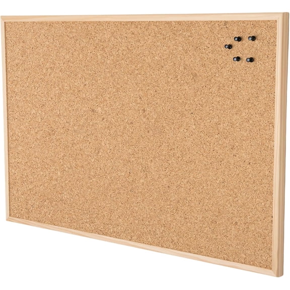 Go4Cork Framed Cork Bulletin Board - 23.6x 15.7 | Wall Mounted Premium Double-Sided Pine Frame Eco Memoboard Office Home Classroom Organization Decor Pushpins & Set Up Accessories Included