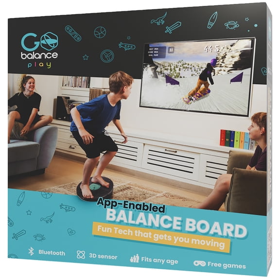 GoBalance: Play - App-Enabled Balance Board, 12 Fun Fitness Games, Boost Coordination-Strength, Interactive Home Workout Equipment, Smart Exercise Toy