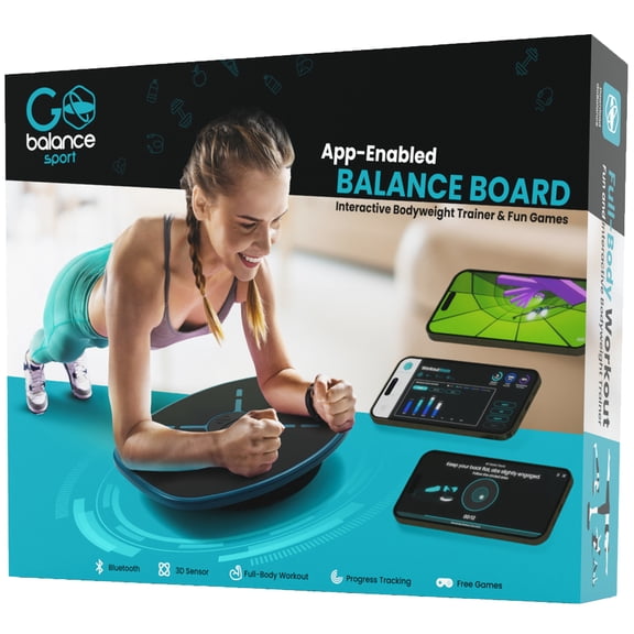 GoBalance: Sport - App-Enabled Balance Board, Interactive Bodyweight Trainer, Fitness Games, Home Workout Smart Equipment, Exercise Activity Tracker