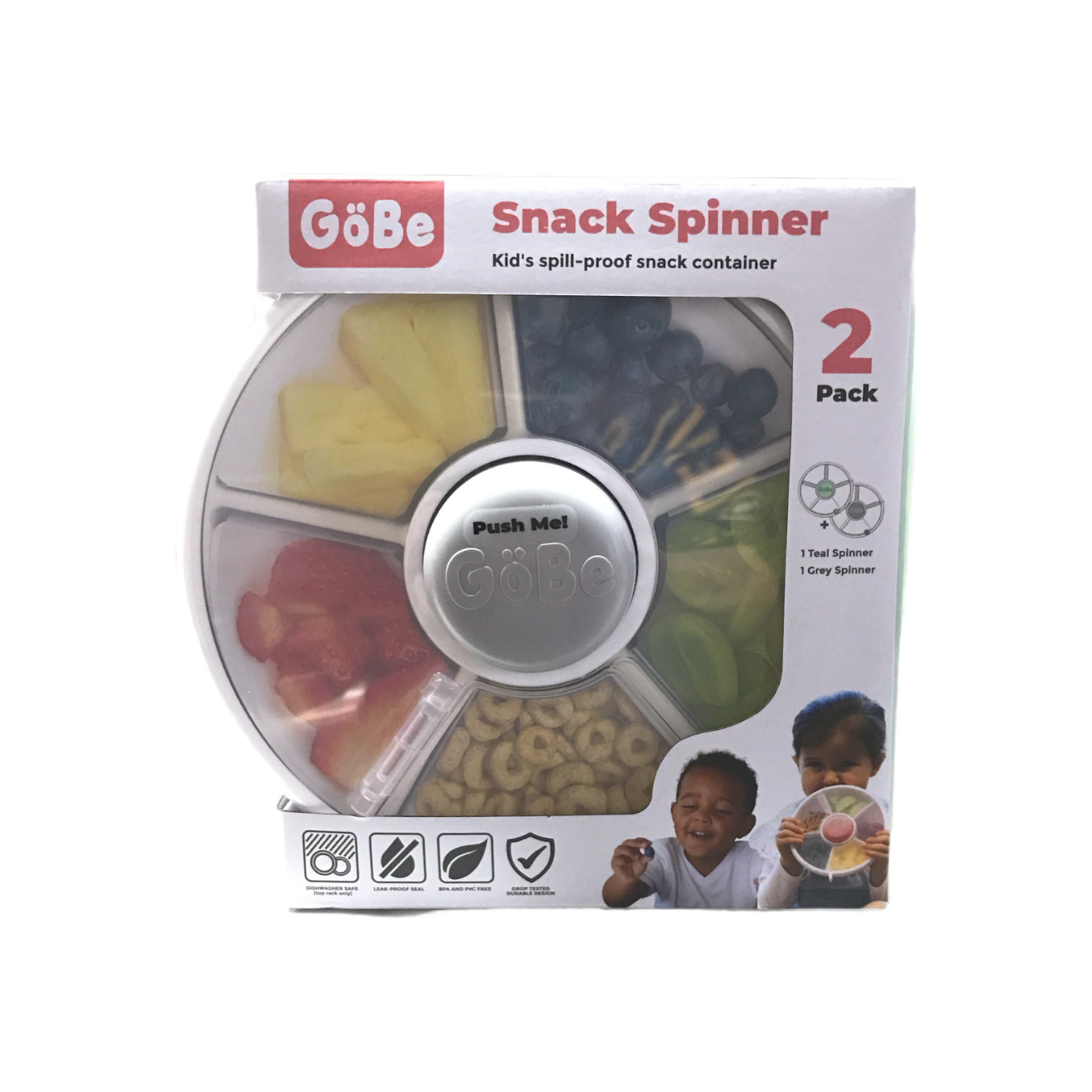 Gobe Snack Spinner 2-Pack- Teal/Coral