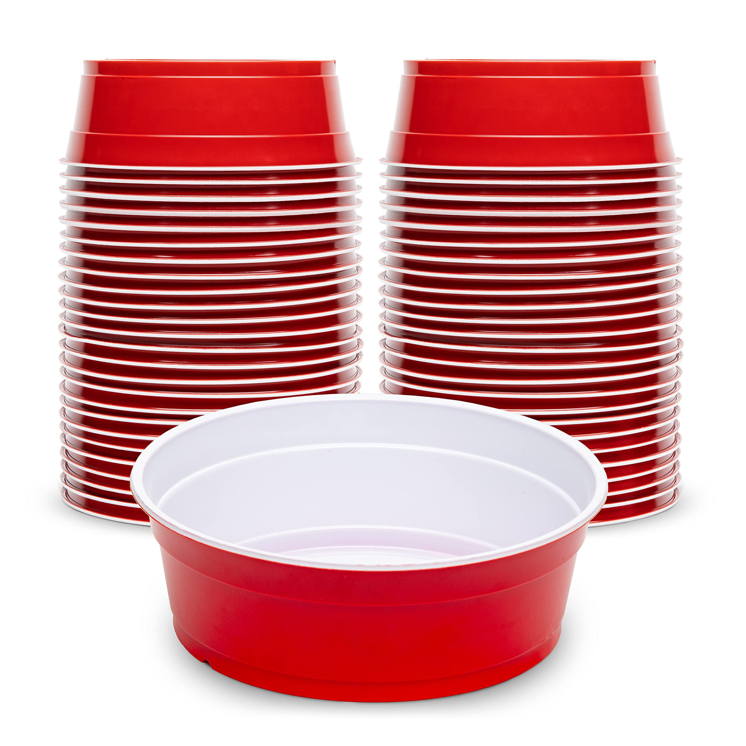 GoBig Red Party Cup Bowls - 50 Small Disposable Plastic Bowls C35