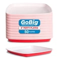 thumbnail image 1 of GoBig Red Plastic Disposable Plates - 50 Count 8 Inch - Square Heavy Duty Red Cup Party Plates, 1 of 6
