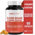 thumbnail image 1 of GoBiotix Blood Sugar Complex with Berberine, Cinnamon, Zinc, Selenium, Turmeric & Chromium, Dietary Supplement, 60 Pills, Metabolism Booster, 1 of 7