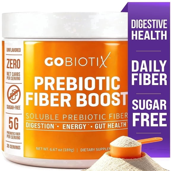 GoBiotix Fiber Supplement Prebiotic Powder for Digestive Health, Sugar-Free, 35 Servings, Organic Fiber Powder