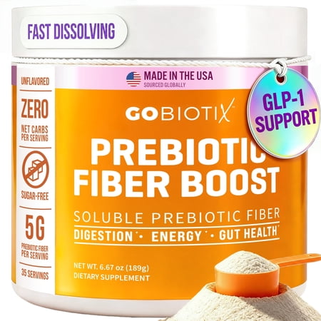 GoBiotix Fiber Supplement Prebiotic Powder for Digestive Health, Sugar-Free, 35 Servings, Organic Fiber Powder