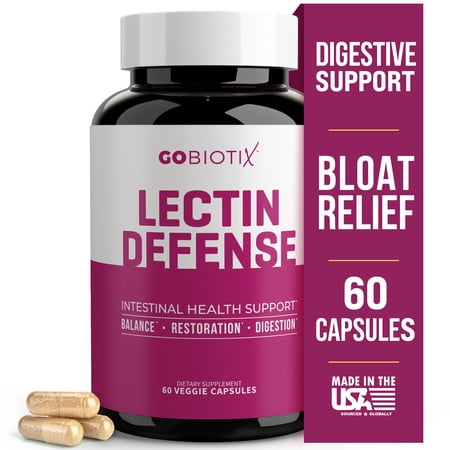 GoBiotix Lectin Defense Supplement for Intestinal Health, Bloating, and Immune Support, 60 Capsules