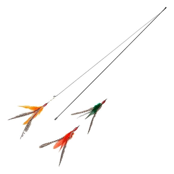 GoCat Da Bird Rod Cat Toy - Interactive Feather Wand for Indoor Cats - 36 Inch Pole with Guinea Feather Refills - Handmade in USA