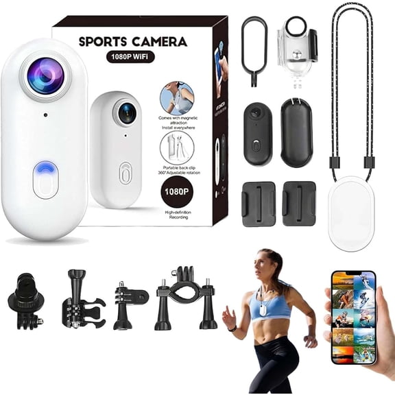 GoCatch Camera, The Go Catch Camera, 4K POV Cameras, Thumb Snap Cam, Wearable Video Recording, Compact Hands-Free Action Cam for Fishing, Cycling, Pet Walking, Outdoors Activities (White+32GB)