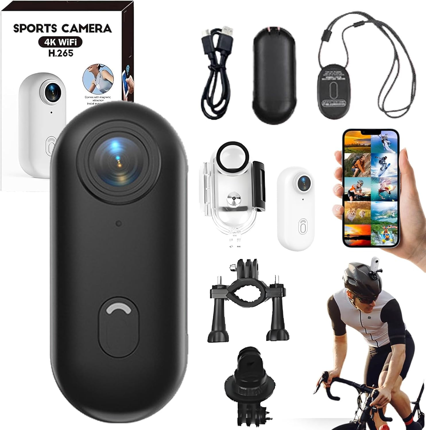 GoCatch Thumb Camera - 4K/1080P Wearable Action Cam, IP68 Waterproof, With 256GB Card & Mounts