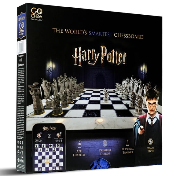 GoChess: Mini Wizard - Harry Potter - Electronic Chess Game Set, Light Coaching, Elegant Film Replica, Play vs App Smart Board, Online, Face-To Face