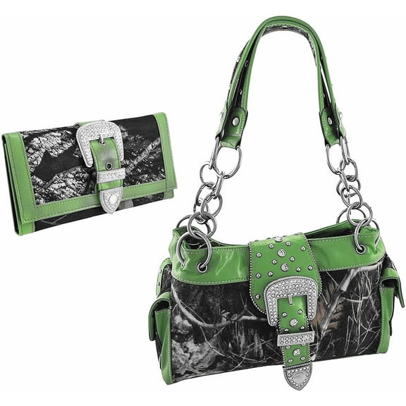 GoCowgirl Western Gun Belt Buckle Purse Camouflage Handbag Camo W Matching Wallet
