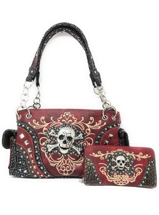Texas West Women's Flora Candy Skull Handbag - Premium Purse, 13x8x5 Inches, Multiple Pockets