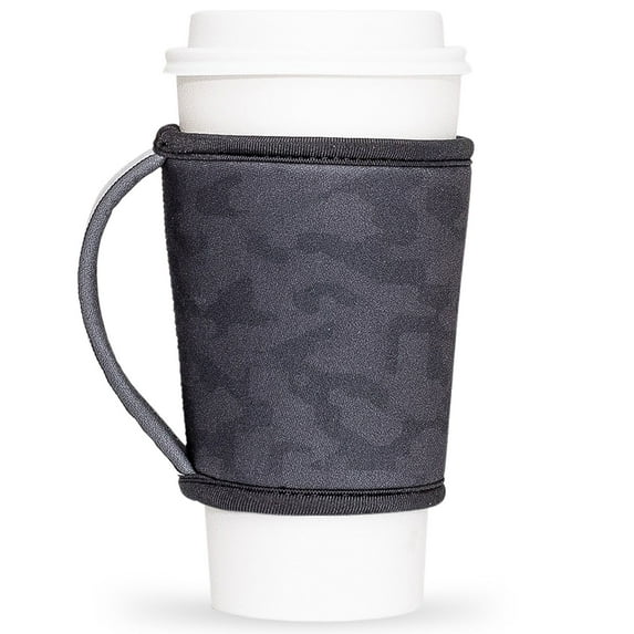 GoCuff Reusable Hot and Iced Coffee Insulator Sleeve Neoprene Holder - Gray Camo - Medium