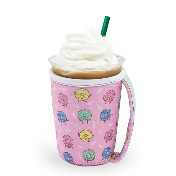 GoCuff Reusable Iced Coffee Insulator Sleeve Neoprene Holder - Donuts - Small
