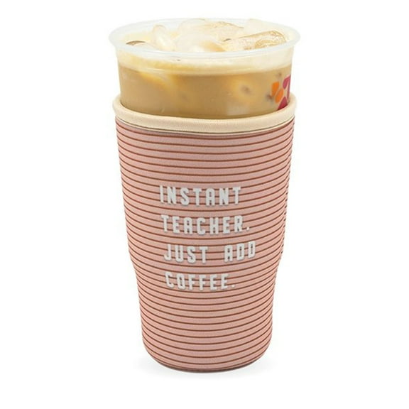GoCuff Reusable Iced Coffee Insulator Sleeve Neoprene Holder - Instant Teacher - Large