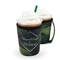 GoCuff Reusable Iced Coffee Insulator Sleeve Neoprene Holder - Thankful & Blessed - Small