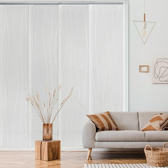 GoDear Design Adjustable Sliding Panel Track Blind 45.8"- 86" W x 96" H, Vertical Blinds Cordless, Light Filtering, Catch Me