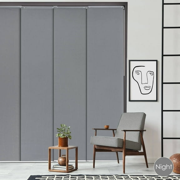 GoDear Design Adjustable Sliding Panel Track Blind 45.8"- 86" W x 96" H, Vertical Blinds Cordless, Light Filtering, Find Me