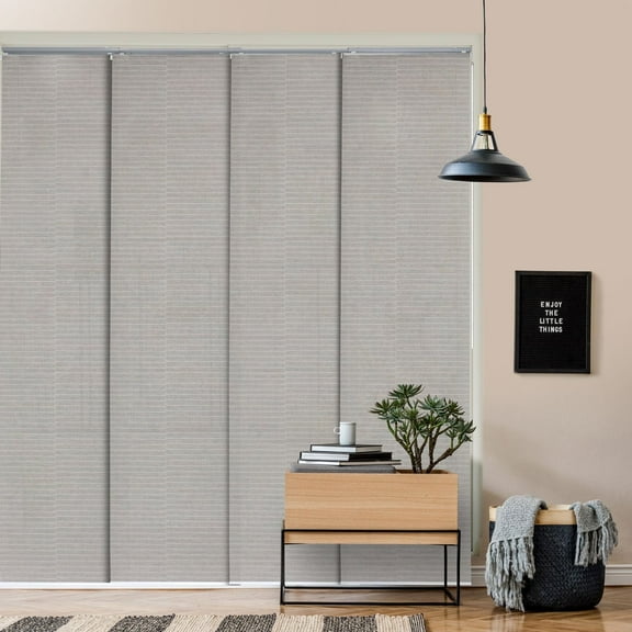 GoDear Design Adjustable Sliding Panel Track Blind 45.8"- 86" W x 96" H, Vertical Blinds, Semi-sheer, Ivory Dawn