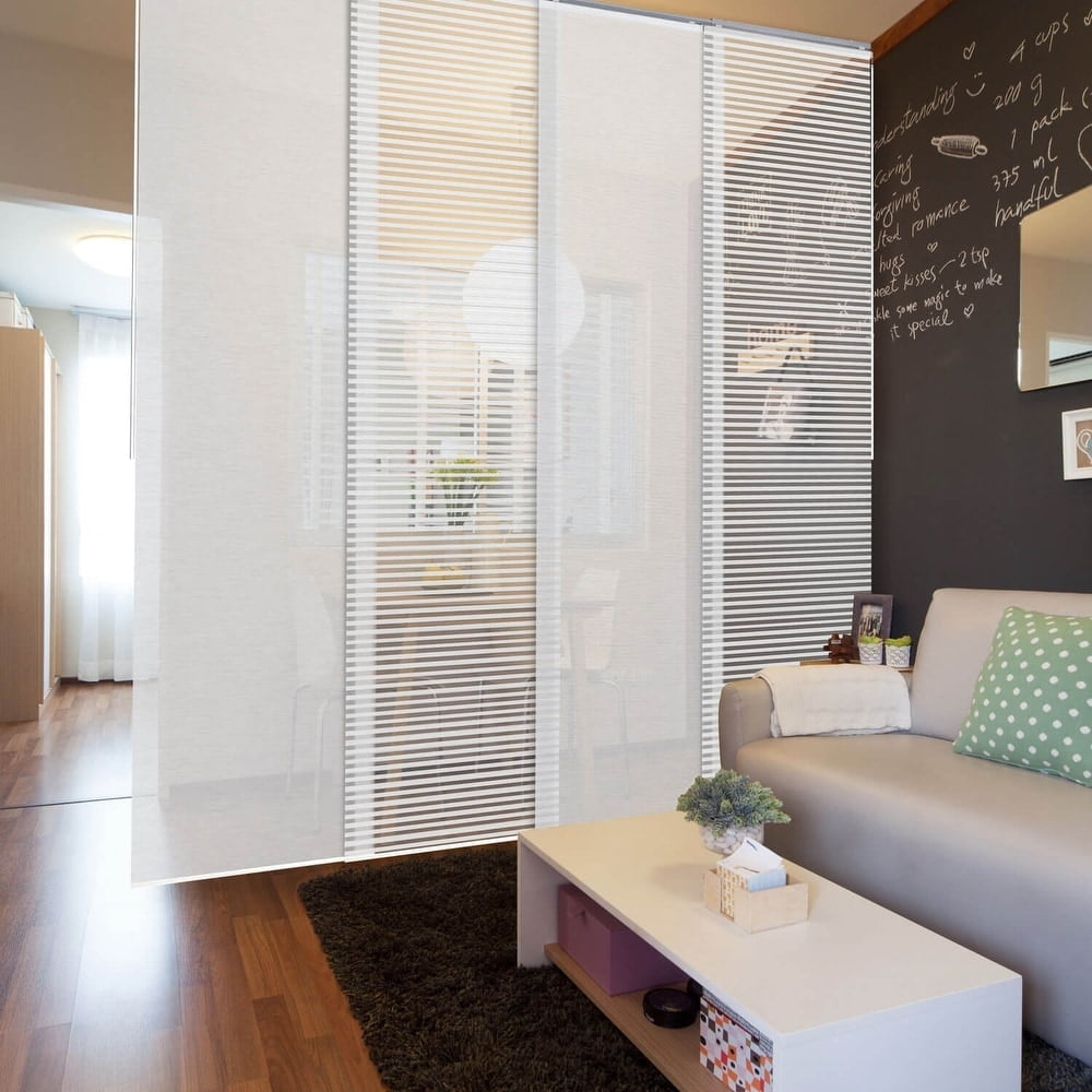 GoDear Design Contemporary Eclipse Solid and Stripe Sheer Curtains, 86" x 96" (4 Panels)
