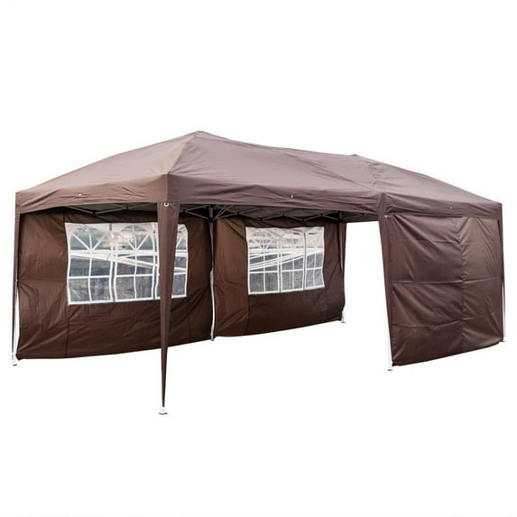 GoDecor 10'x 20' Pop up Canopy Party Tent Outdoor Folding Shade 4 Sides Coffee