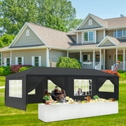 GoDecor 10' x 30' Canopy Waterproof Party Tent Outdoor Tent 8 Sides Black