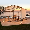thumbnail image 1 of GoDecor 11' x 11' Pergola Metal Dark Adjustable Shade Fabric Curved Top Folding Shed Brown, 1 of 7