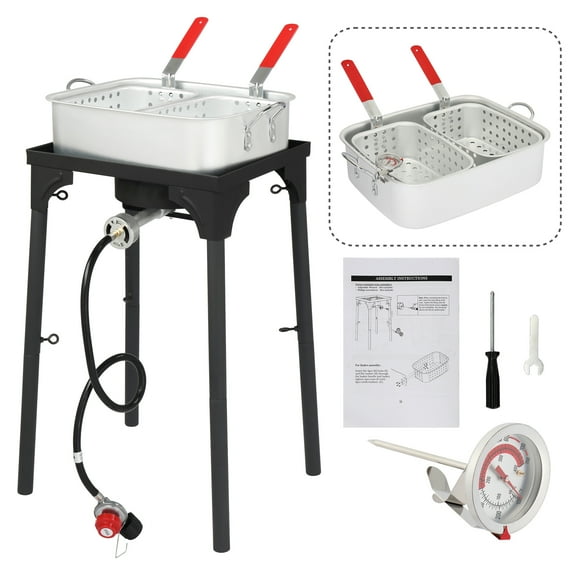GoDecor 18 Qt. Outdoor Propane Deep Fryer, Deep Fryer Pot and 2 Inner Baskets, Ideal for Frying Fish, Chicken Wings, French Fries