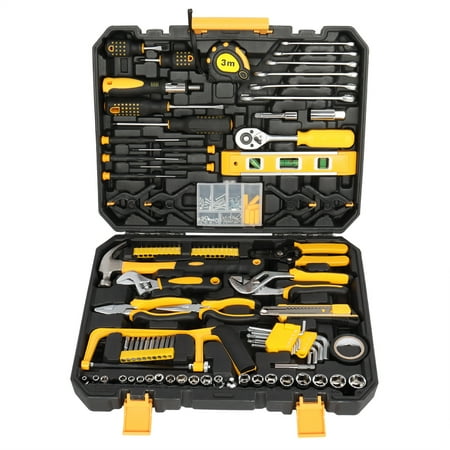 GoDecor 198PCS Yellow Hand Tool Set, Common Hand Tool Kit, with Black Case
