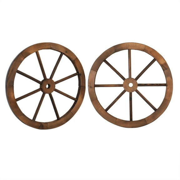 GoDecor 24" Brown Rustic Fir Decoration Wagon Wheels, Set of Two