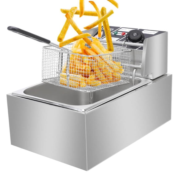 GoDecor 2500W 6.3Qt Stainless Steel Single Electric Deep Fryer, Silver