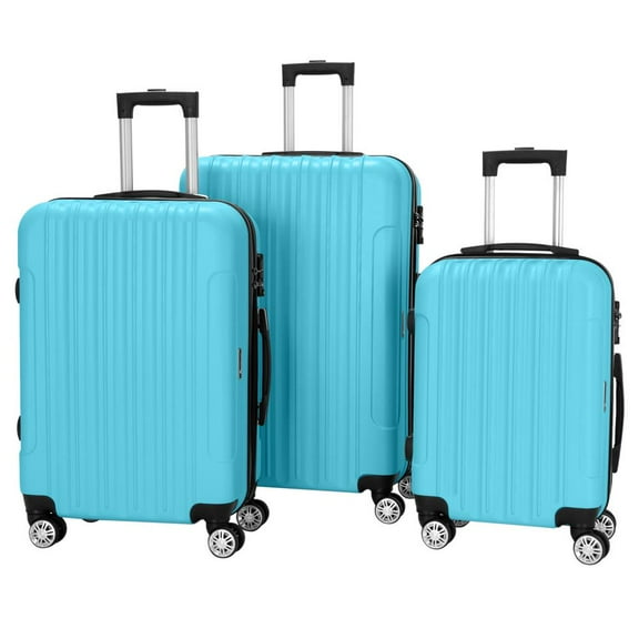 GoDecor 3 Pieces Luggage Travel Set Bag ABS Trolley Suitcase Blue