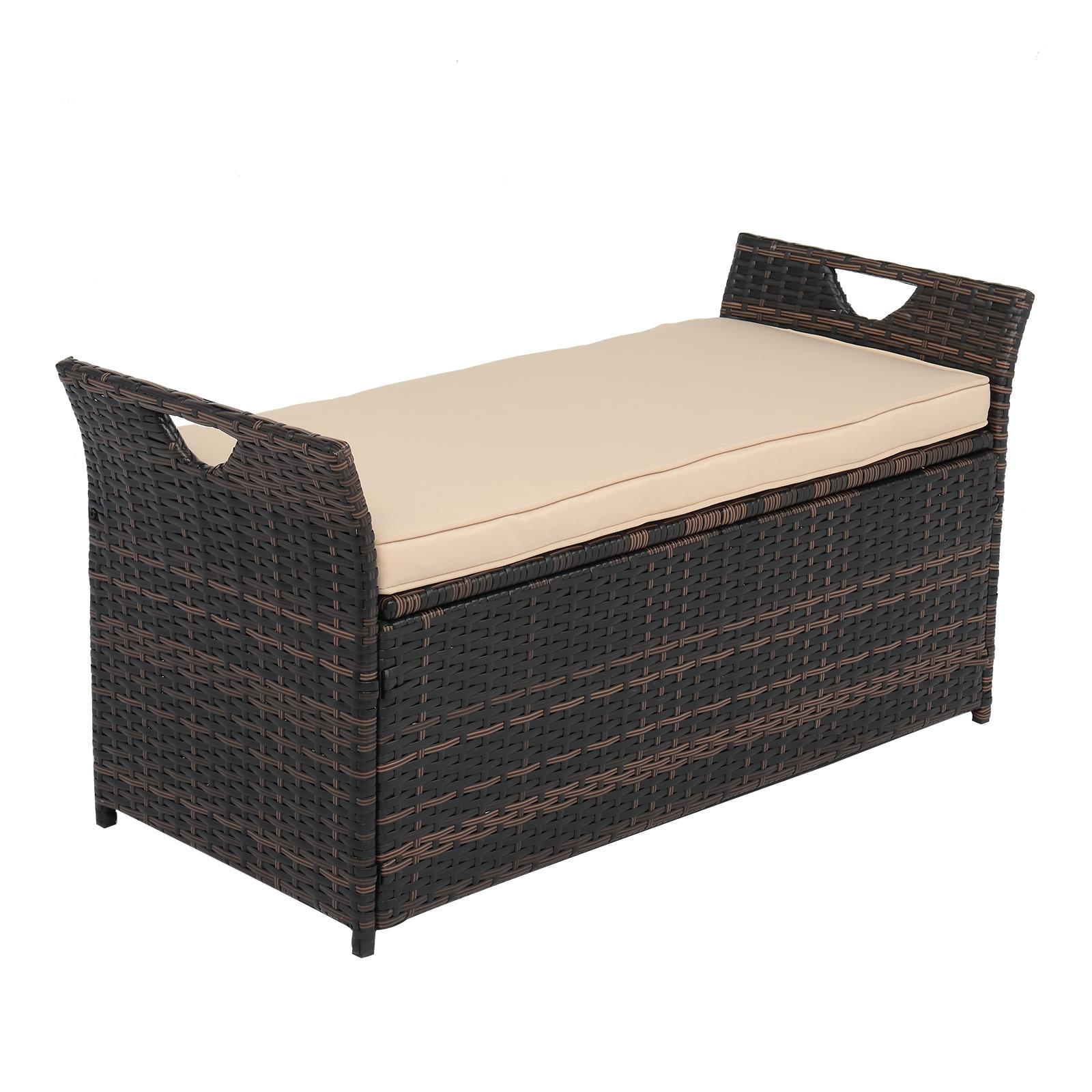 Wicker storage bench indoor clearance