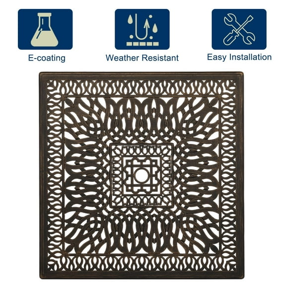 GoDecor 35.4 Outdoor Cast Aluminum Patio Bistro Dining Square Table