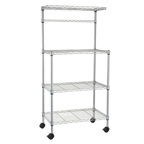 GoDecor 4 Tier Kitchen Island Bakers Cart Rack Microwave Oven Stand Shelf Workstation