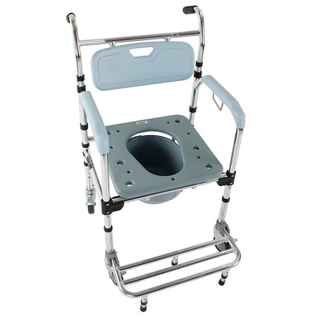 GoDecor 4-in-1 Commode Chair Bath Shower Chair Seat Wheelchair Light Blue