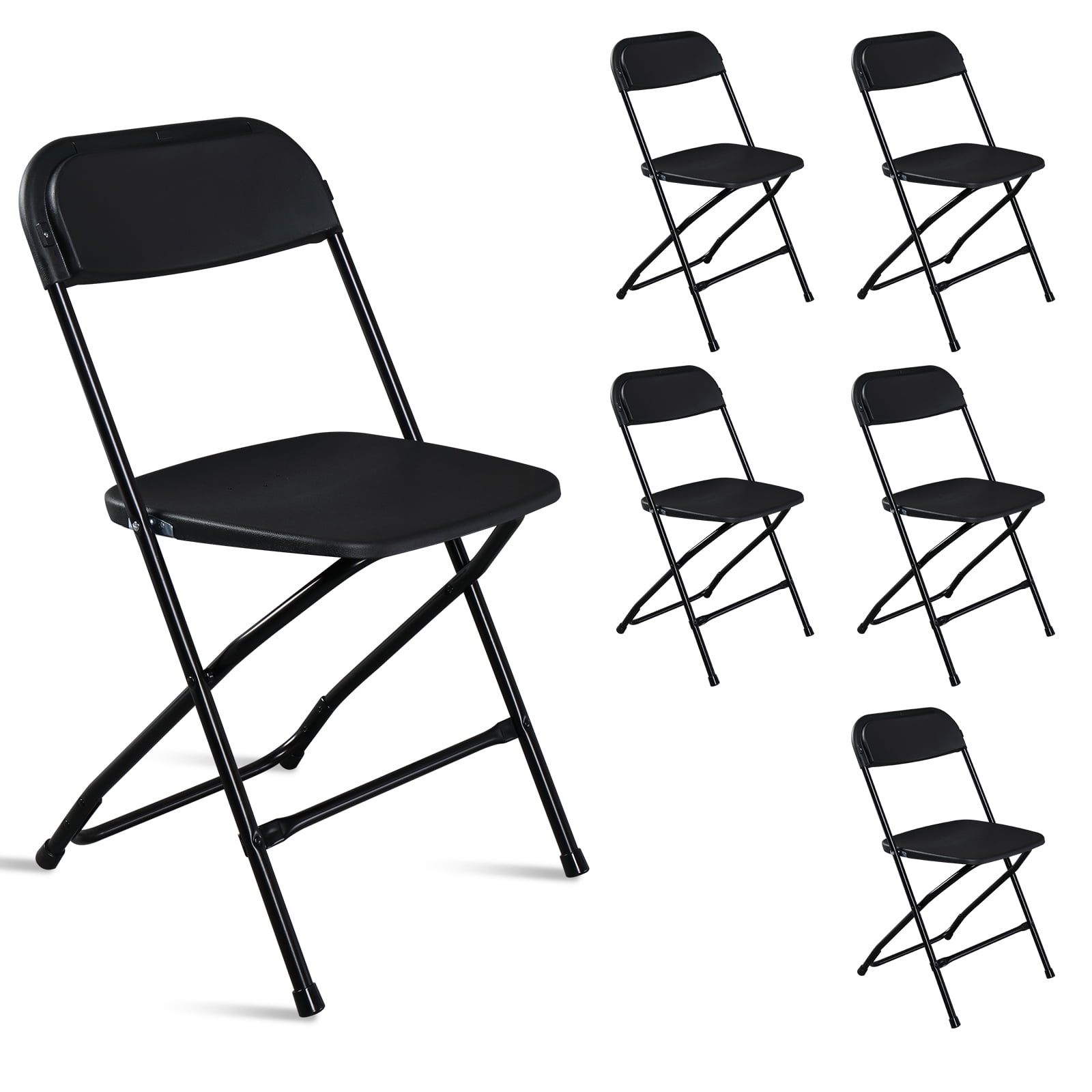 Black Metal Frame Plastic Folding Utility Chairs, Set of 6