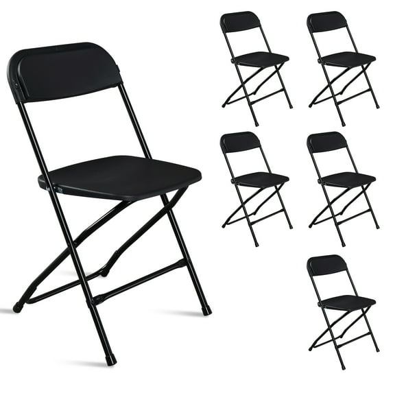 GoDecor 6 Pack Black Folding Chair, Portable Chairs for Leisure or Commmercial Activities.