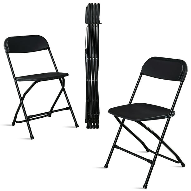 GoDecor 6 Pieces Foldable Plastic Chair Outdoor Indoor Events Folding Chairs for Kitchen Office Black