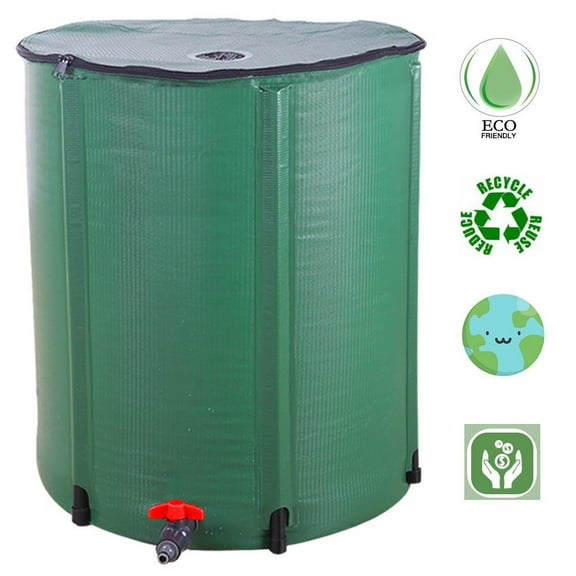 GoDecor 66 Gallon Rain Barrel Outdoor Patio Water Storage Barrel Green