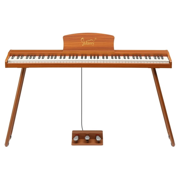 GoDecor 88-Key Semi-Weighted Digital Piano for Beginners w/ Triple Pedal, Walnut