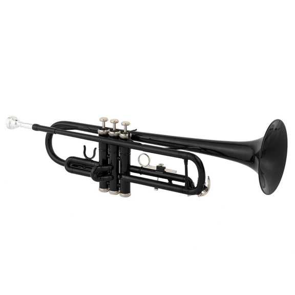 GoDecor Beginner Bb Tone Adjustable Trumpet Set with Case for Student School Band,Black