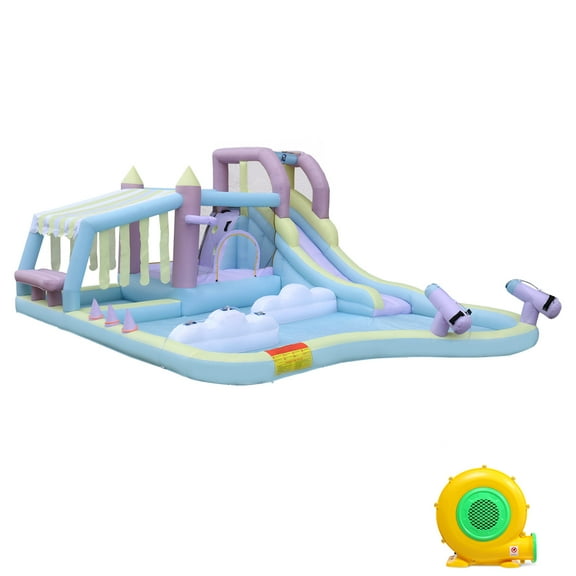 GoDecor Bounce House for Kids 3+, 13.4FTx17.4FT Inflatable Bounce House with Kiosk and Cloud Obstacle, Indoor/Outdoor Bouncy House, Blow up Bouncy Castle Jump House with Blower for Family Backyard