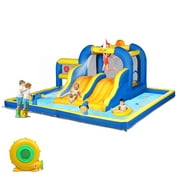 GoDecor Bounce House Water Slide, 7-in-1 Inflatable Obstacle Course Water Park with Splash Pool, Sprinkler, Blow up Jump House Waterslides for Kids Backyard Bouncy Castle with Blower