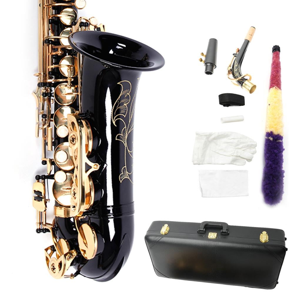 GoDecor Brass Alto Eb Saxophone Sax Kit w/ Case and Accessories,Black