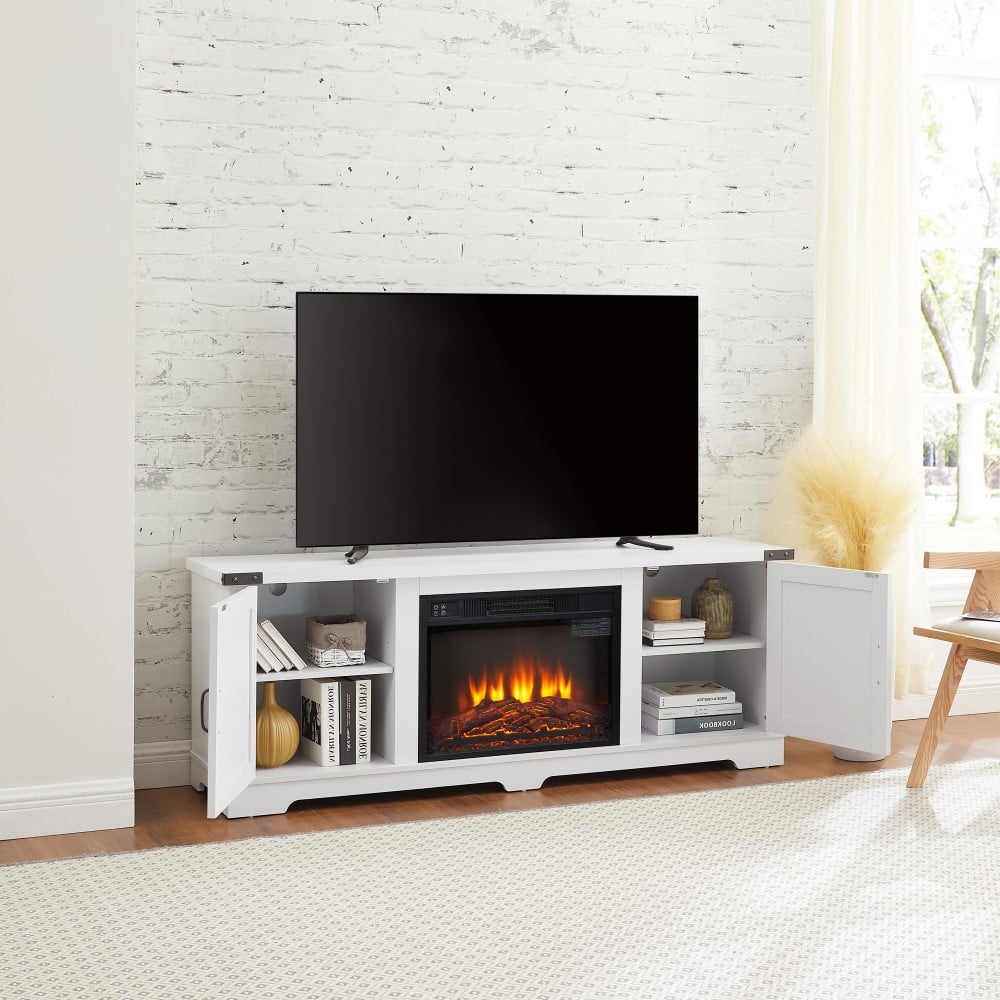 GoDecor Farmhouse TV Stand, Large Media Console 65" Fireplace